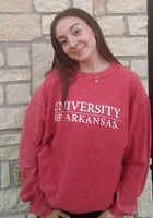 Arkansas Razorbacks Womens Crimson Corded Crew Sweatshirt