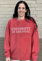 Arkansas Razorbacks Womens Crimson Corded Crew Sweatshirt