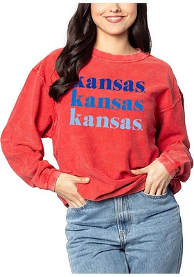 Kansas Jayhawks Womens Corded Classic Crew Sweatshirt