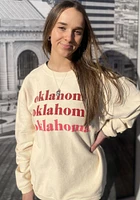 Oklahoma Sooners Womens Natural Corded Crew Sweatshirt