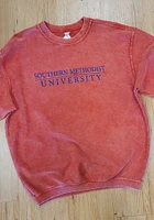 SMU Mustangs Womens Red Corded Crew Sweatshirt