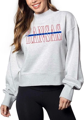 Kansas Jayhawks Womens Ash Hailey Crew Sweatshirt