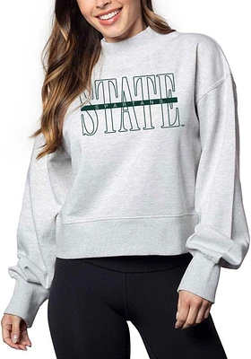 Michigan State Spartans Womens Ash Hailey Crew Sweatshirt