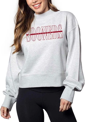Oklahoma Sooners Womens Ash Hailey Crew Sweatshirt