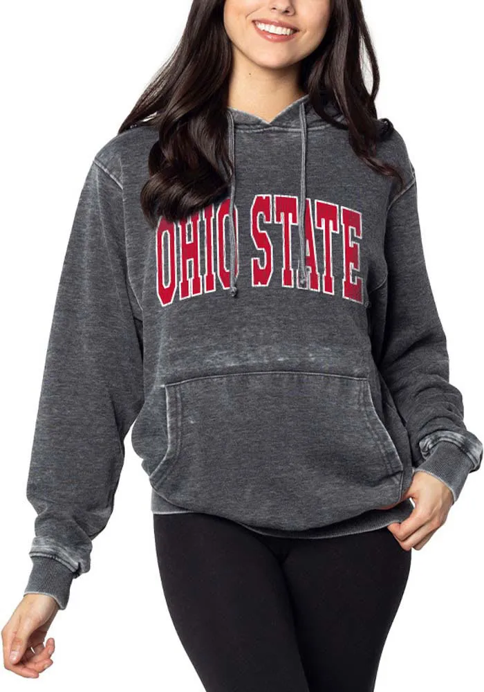 Ohio State Buckeyes Womens Charcoal Everybody Burnout Hooded Sweatshirt