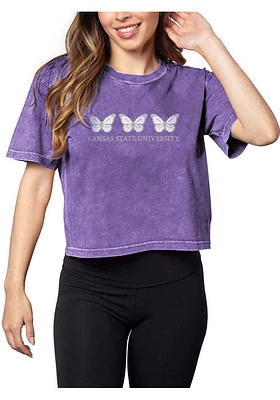 K-State Wildcats Womens Purple Short N Sweet Crop Sleeve T-Shirt