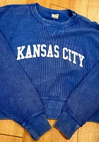 Kansas City Womens Blue Boxy Pullover Crew Sweatshirt