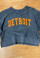 Detroit Womens Navy Blue Boxy Pullover Crew Sweatshirt