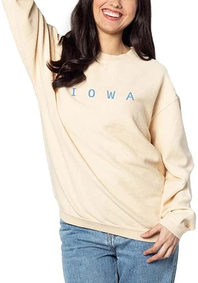 Iowa Womens Ivory Corded Crew Crew Sweatshirt