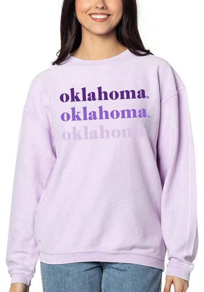 Oklahoma Sooners Womens Lavender Corded Crew Sweatshirt