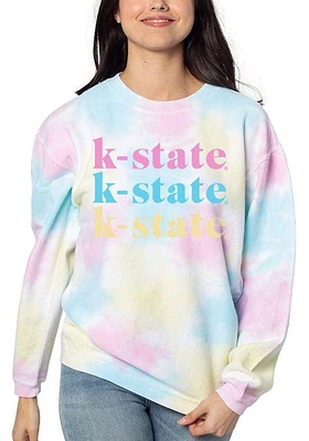 K-State Wildcats Womens White Corded Wordmark Crew Sweatshirt
