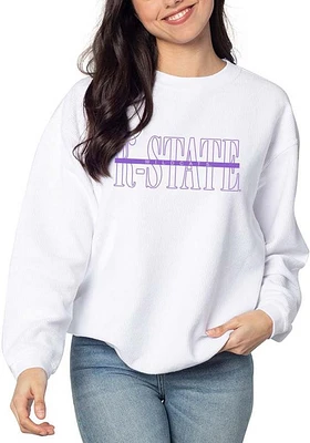 K-State Wildcats Womens White Corded Crew Sweatshirt