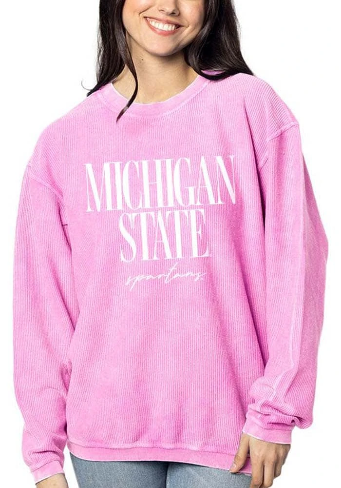 Michigan State Spartans Womens Corded Detail Crew Sweatshirt