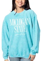 Michigan State Spartans Womens Blue Corded Crew Sweatshirt