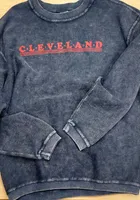 Cleveland Womens Navy Blue Corded Crew Sweatshirt