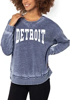 Detroit Womens Navy Blue Campus Pullover Crew Sweatshirt