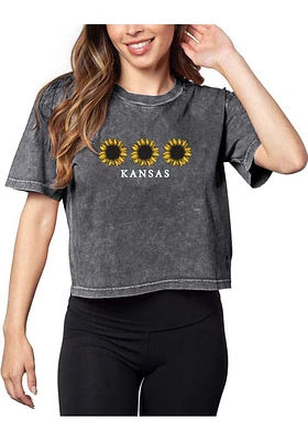Kansas Womens Graphite Short N Sweet Sleeve T-Shirt