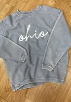 Ohio Womens Light Blue Corded Crew Sweatshirt