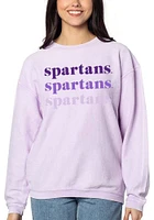 Michigan State Spartans Womens Lavender Corded Crew Sweatshirt