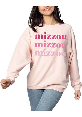 Missouri Tigers Womens Pink Corded Detail Crew Sweatshirt