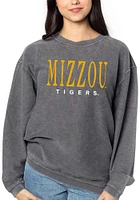 Missouri Tigers Womens Charcoal Corded Crew Sweatshirt