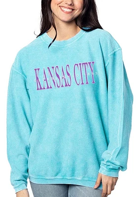 Kansas City Womens Light Blue Corded Crew Sweatshirt