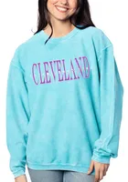 Cleveland Womens Light Blue Corded Crew Sweatshirt