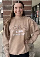 Cleveland Womens Tan Corded Crew Sweatshirt