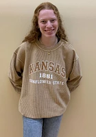 Kansas Womens Tan Corded Crew Sweatshirt