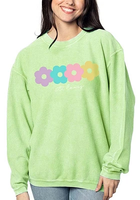 St Louis Womens Green Corded Crew Sweatshirt