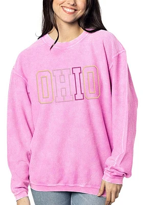 Ohio Womens Pink Corded Crew Sweatshirt