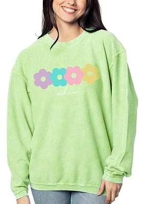 Ohio Womens Green Corded Crew Sweatshirt