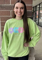 Ohio Womens Green Corded Crew Sweatshirt