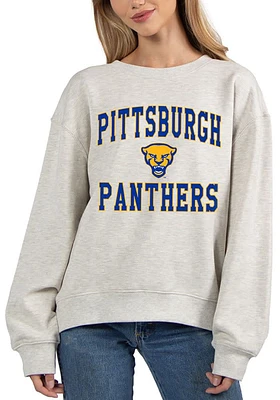 Pitt Panthers Womens Ash Old School Crew Sweatshirt
