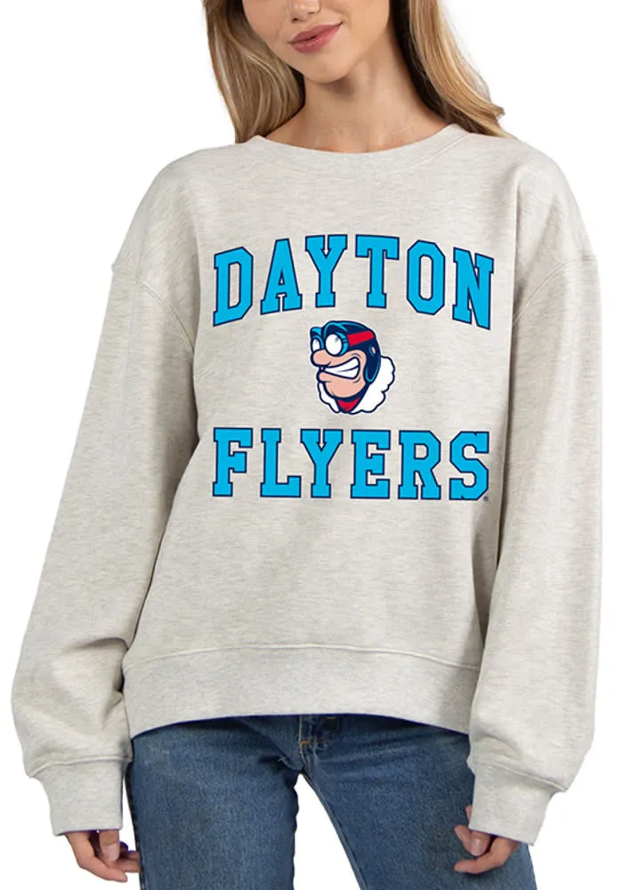 Dayton Flyers Womens Ash Old School Crew Sweatshirt