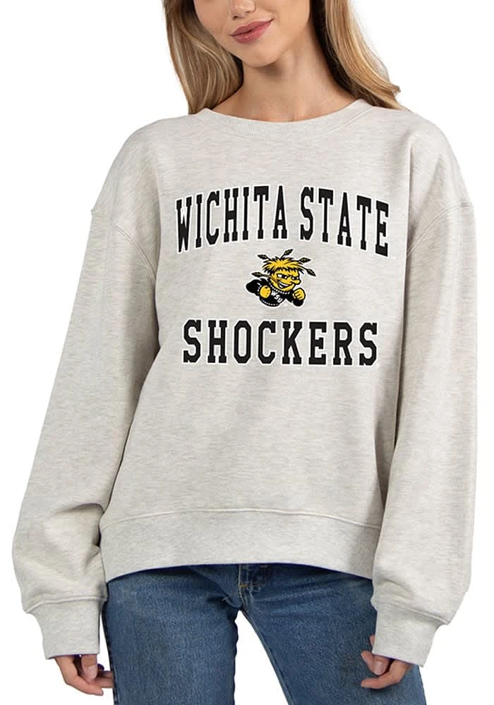 Wichita State Shockers Womens Ash Old School Crew Sweatshirt