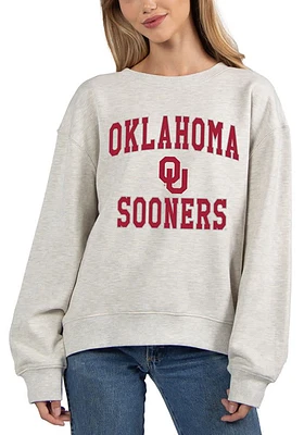Oklahoma Sooners Womens Ash Old School Crew Sweatshirt