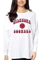 Oklahoma Sooners Womens White Mineral Wash Big LS Tee