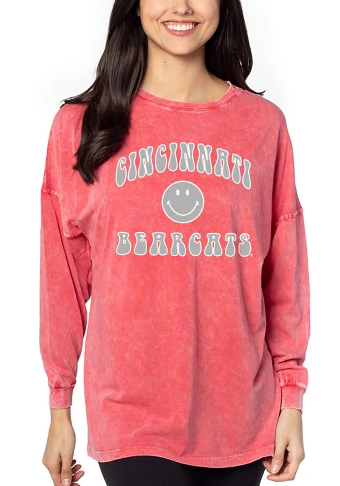 Cincinnati Bearcats Womens Cardinal Mineral Wash Big LS Tee