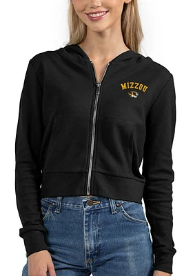 Missouri Tigers Womens Black Cropped Long Sleeve Full Zip Jacket