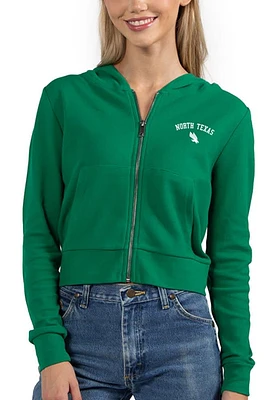 North Texas Mean Green Womens Kelly Cropped Long Sleeve Full Zip Jacket