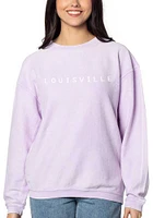 Louisville Womens Purple Corded Crew Sweatshirt