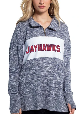 Kansas Jayhawks Womens Navy Blue Cozy Qtr Zip