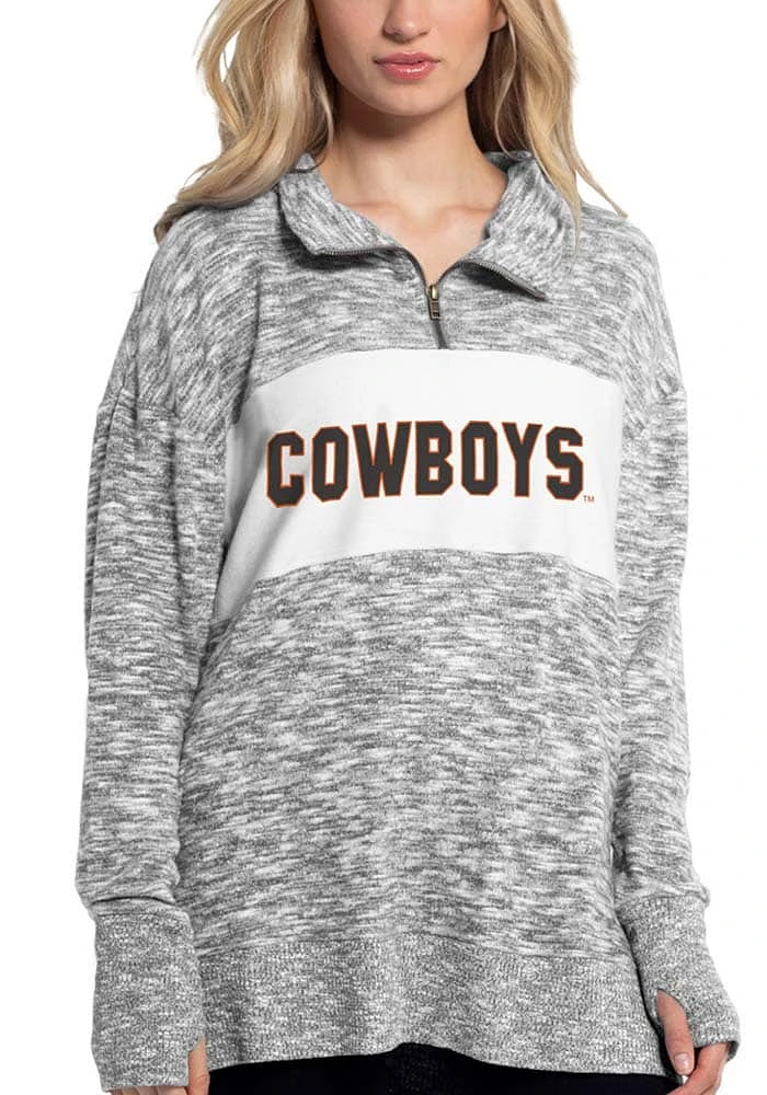 Oklahoma State Cowboys Womens Grey Cozy Qtr Zip