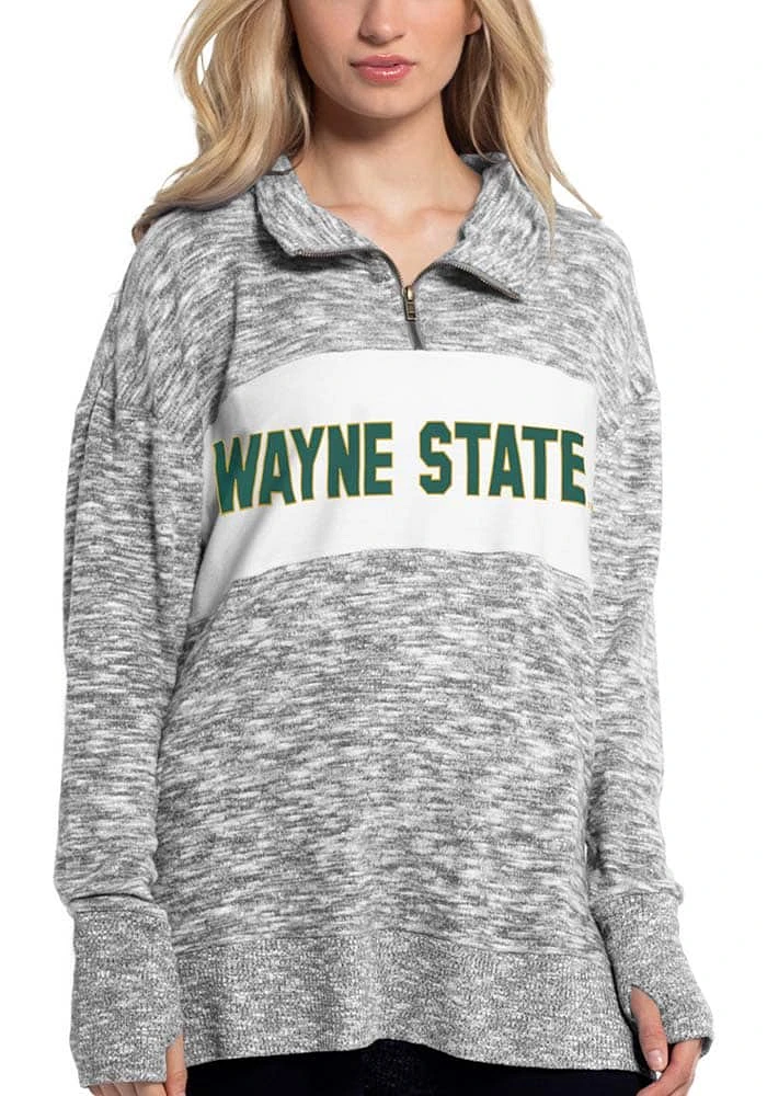 Wayne State Warriors Womens Grey Cozy Qtr Zip