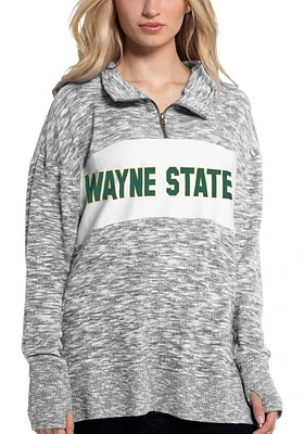 Wayne State Warriors Womens Grey Cozy Qtr Zip