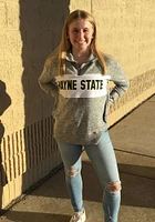 Wayne State Warriors Womens Grey Cozy Qtr Zip