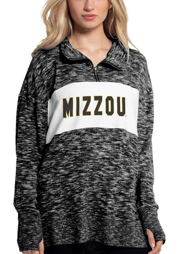 Missouri Tigers Womens Black Cozy Knit Edition Qtr Zip
