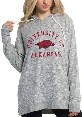 Arkansas Razorbacks Womens Grey Cozy Casual Hooded Sweatshirt