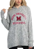 Miami RedHawks Womens Grey Cozy Tunic Hooded Sweatshirt